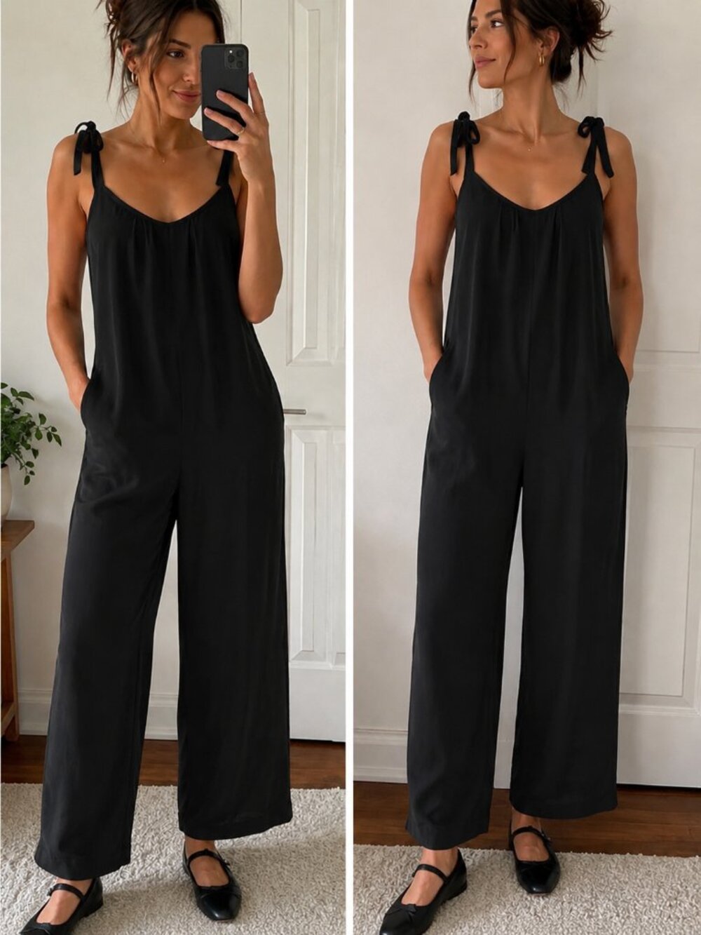 Aritzia Wilfred Free Candour Organic Cotton Jumpsuit Crinkle Soft Black Small